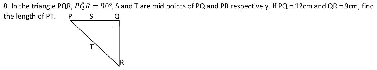 Paper I QI.8: Half the hypotenuse of a right triangle via Pythagoras