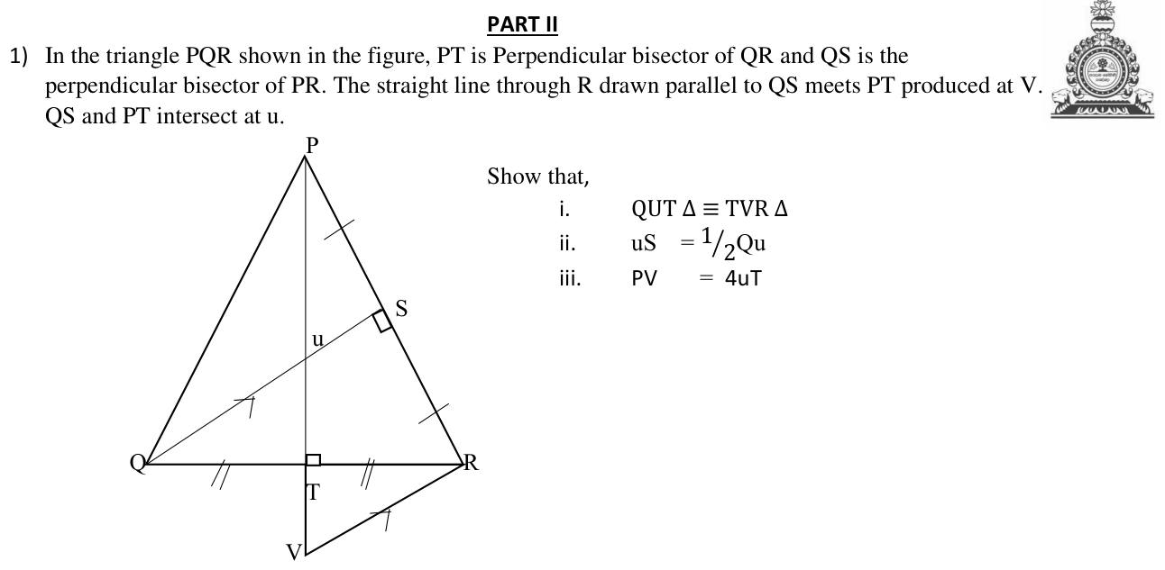 Paper I QII.1: Congruence and midpoint results with two perpendicular bisectors