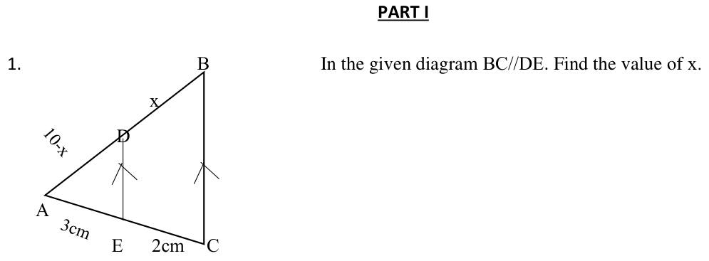 Paper I QI.1: Unknown segment from a line parallel to a side