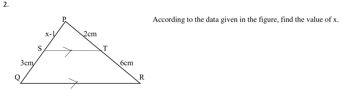 Paper I QI.2: Solve for x using parallel-line ratio