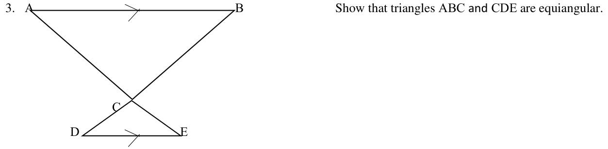 Paper I QI.3: Show two triangles between parallel lines are equiangular
