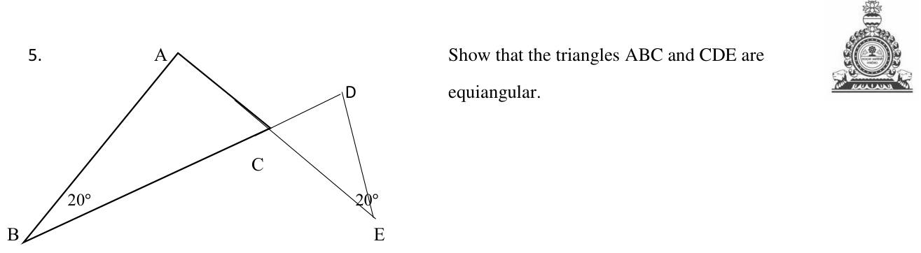 Paper I QI.5: Show triangles with one given equal angle pair are equiangular