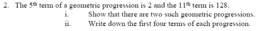 Paper I QII.2: Two progressions from the fifth and eleventh terms