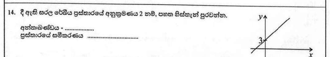 Paper I Part A Q14: Intercept and equation of a line with gradient 2