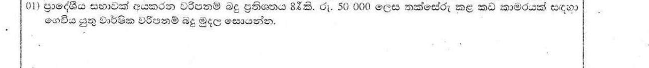 Paper I Part A Q1: Annual rates at 8% of an assessed value of Rs. 50 000