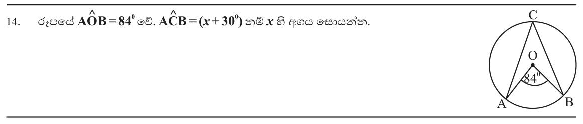 Paper I Part A Q14: Angle at circumference is half the angle at centre