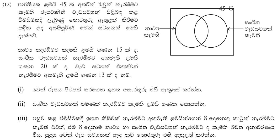 Paper II Part B Q12: Venn diagram of class preferences, then a third set added