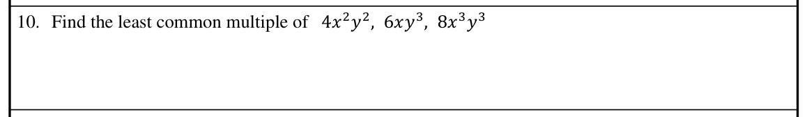 Paper I Part A Q10: LCM of three algebraic terms