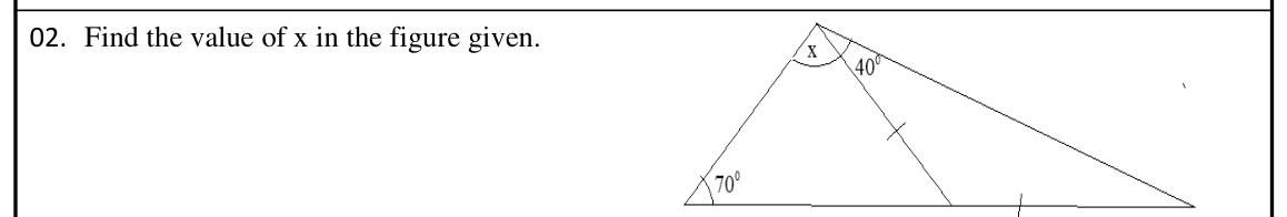 Paper I Part A Q2: Angle using an isosceles triangle and exterior angle