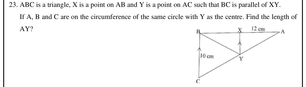 Paper I Part A Q23: Circumcentre on a side; radius by Pythagoras
