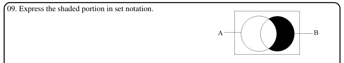 Paper I Part A Q9: Set notation for a shaded Venn region