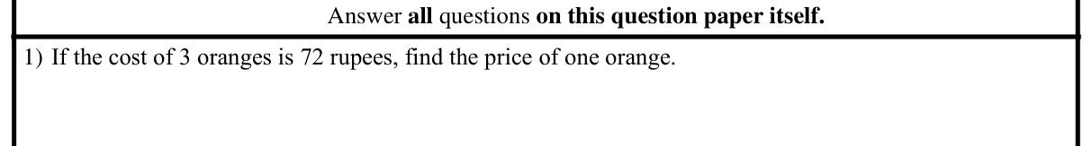 Paper I Part A Q1: Price of one item from the price of three