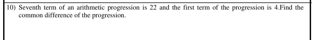 Paper I Part A Q10: Common difference from first and seventh terms