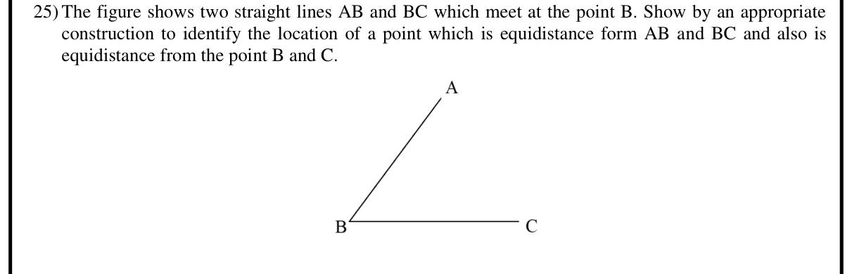 Paper I Part A Q25: Point equidistant from two lines and two points