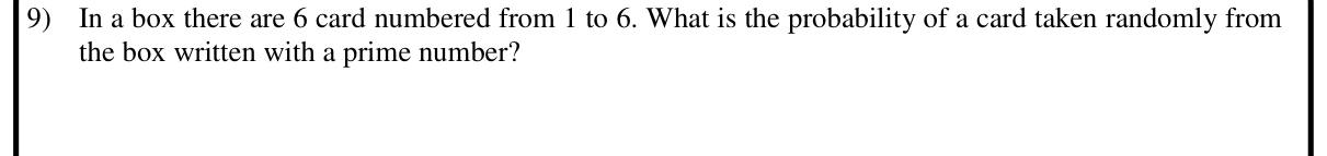Paper I Part A Q9: Probability of drawing a prime-numbered card
