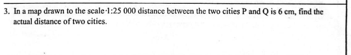 Paper I Part A Q13: Actual distance from a map scale