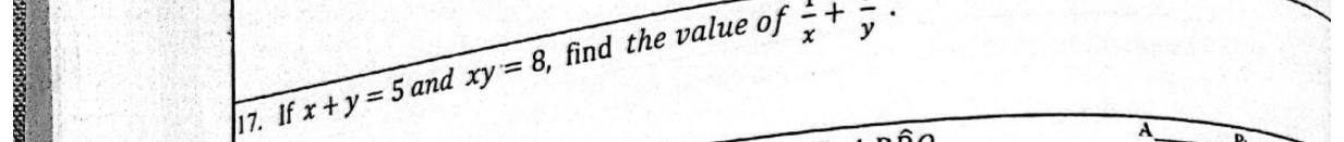 Paper I Part A Q17: Sum of reciprocals from given sum and product