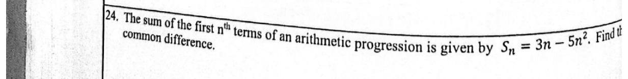Paper I Part A Q24: Common difference from a formula for the sum