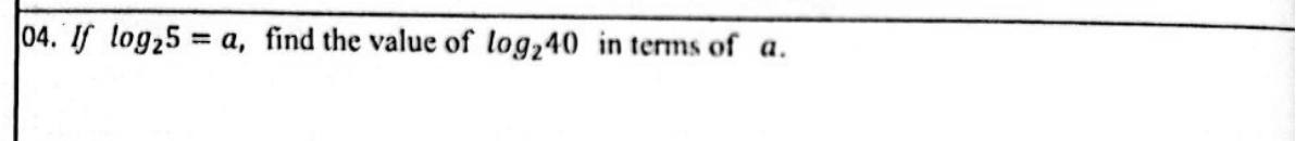 Paper I Part A Q4: Express a base-2 logarithm in terms of a given log