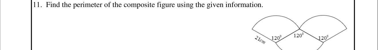Paper I Part A Q11: Perimeter of a figure of three 120-degree sectors