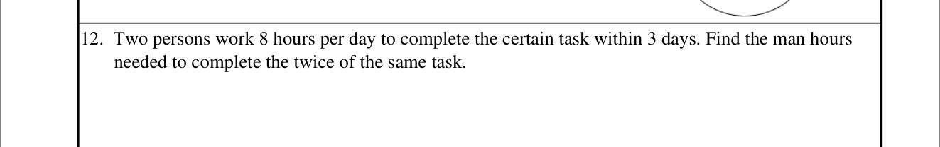 Paper I Part A Q12: Man-hours for double the work
