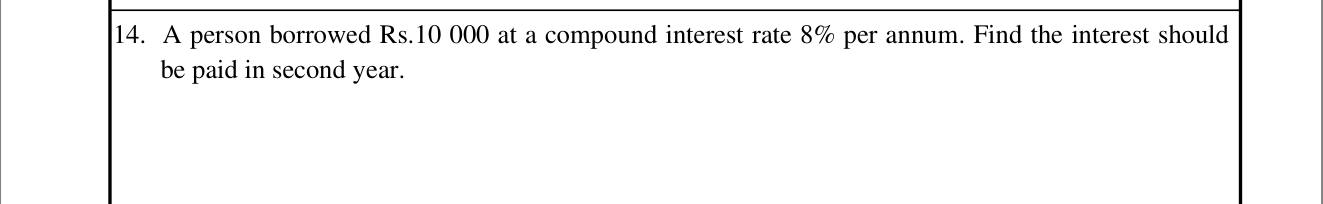 Paper I Part A Q14: Second-year compound interest on a loan