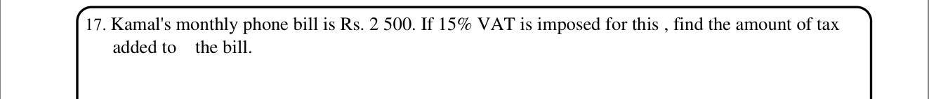 Paper I Part A Q17: VAT added to a phone bill