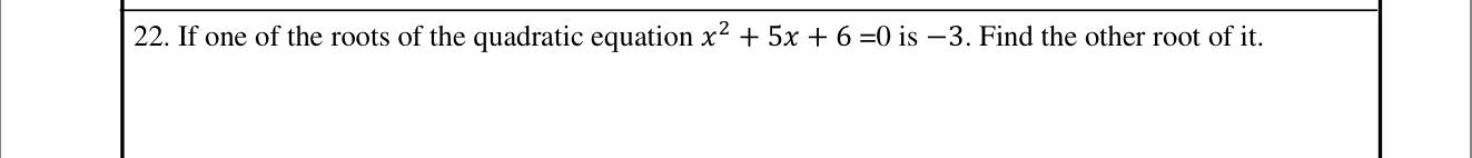 Paper I Part A Q22: Other root of a quadratic given one root