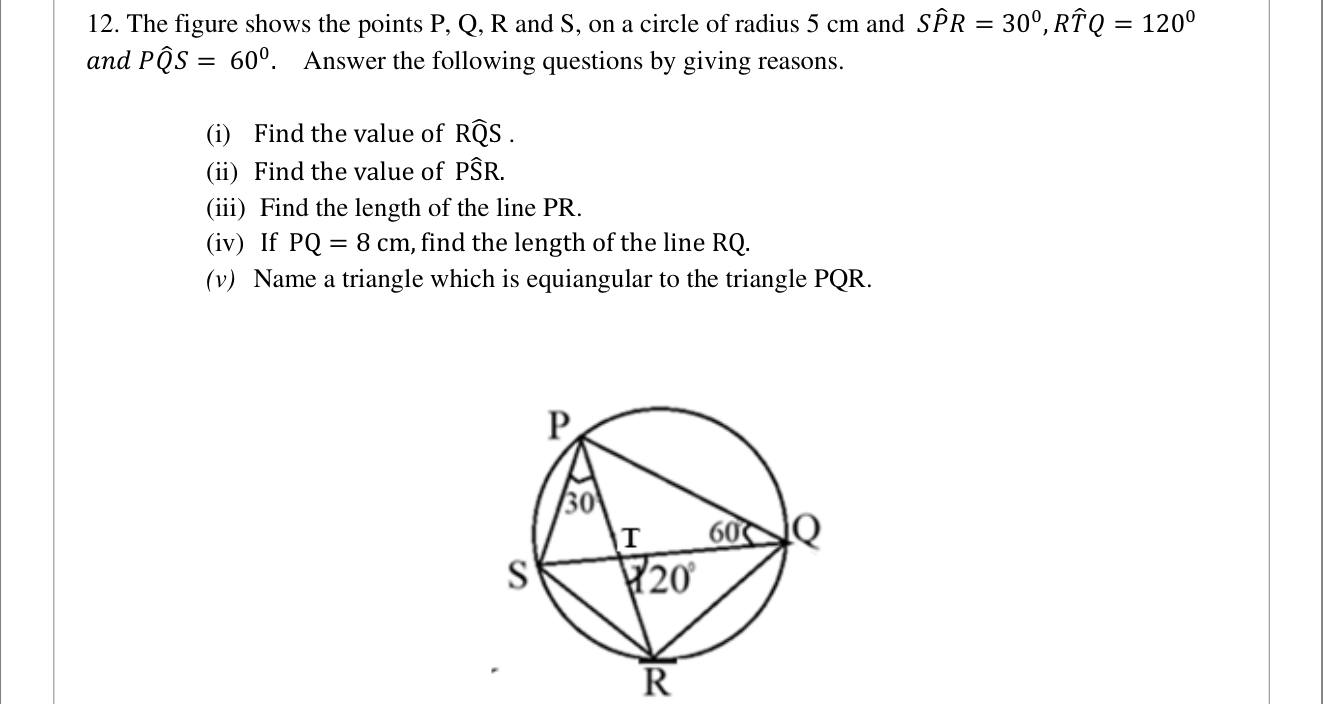 Paper II Part B Q12: Circle angles, diameter, Pythagoras and equiangular triangles