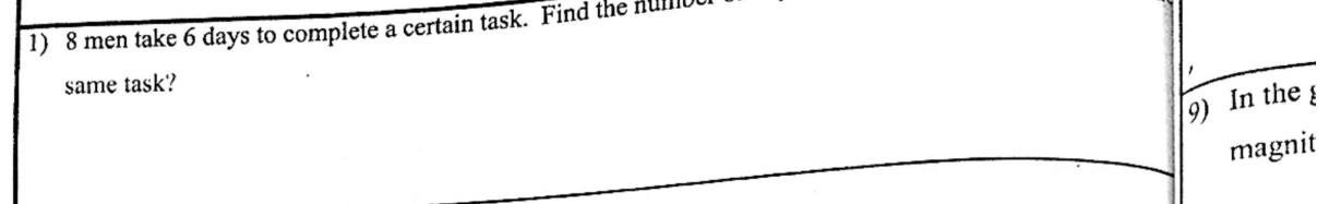 Paper I Part A Q1: Days for more men to finish the same task