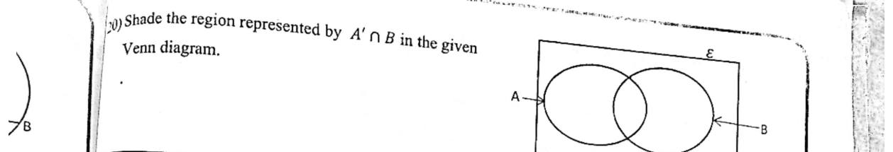 Paper I Part A Q20: Shade A' intersect B