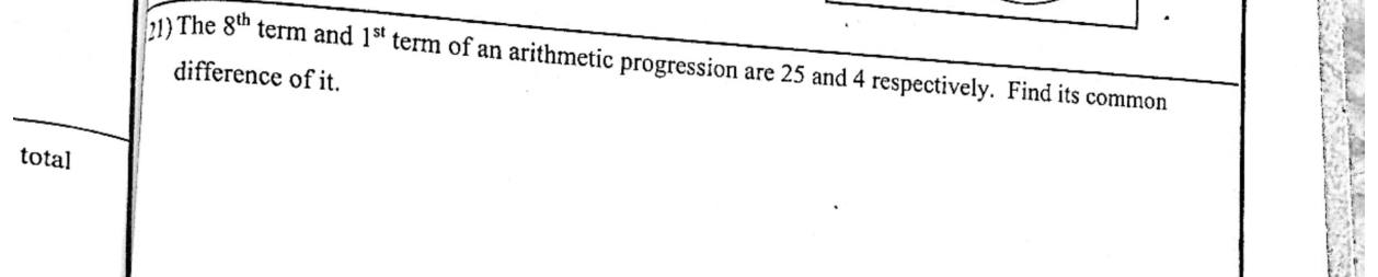 Paper I Part A Q21: Common difference from first and eighth terms