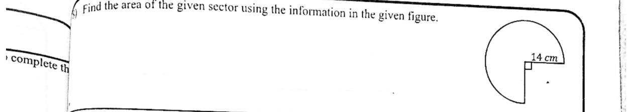 Paper I Part A Q8: Area of a three-quarter circle sector