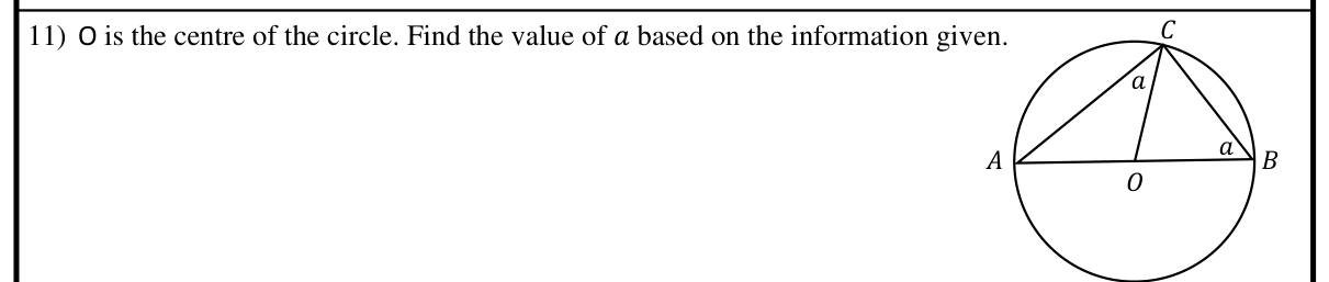Paper I Part A Q11: Angles in semicircle with isosceles triangles from radii