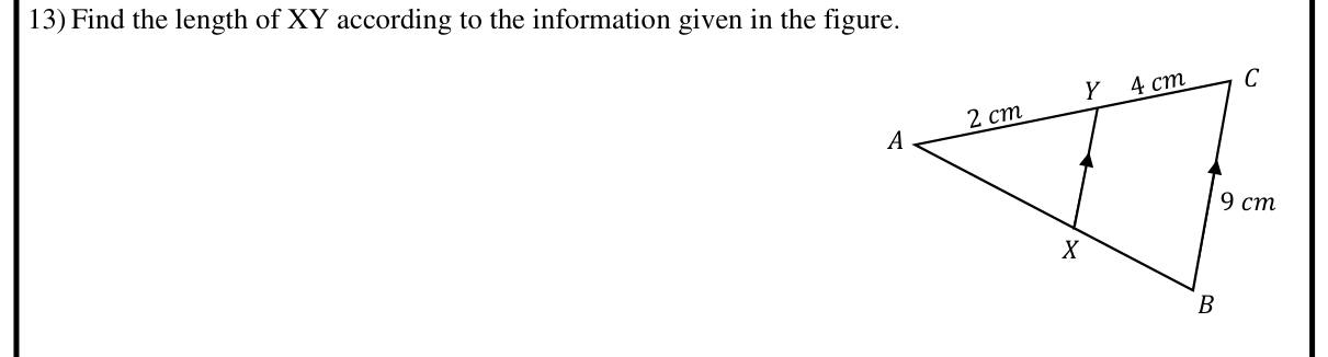 Paper I Part A Q13: Parallel to a side divides sides proportionally