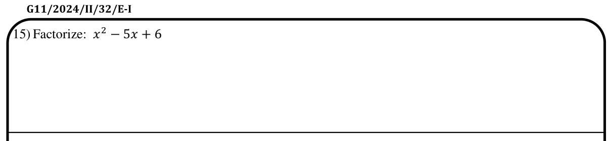 Paper I Part A Q15: Factorise a quadratic trinomial
