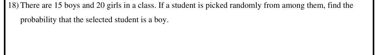 Paper I Part A Q18: Probability of choosing a boy from a class