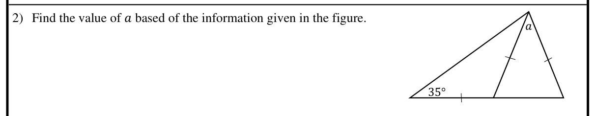 Paper I Part A Q2: Angle in a figure of two isosceles triangles