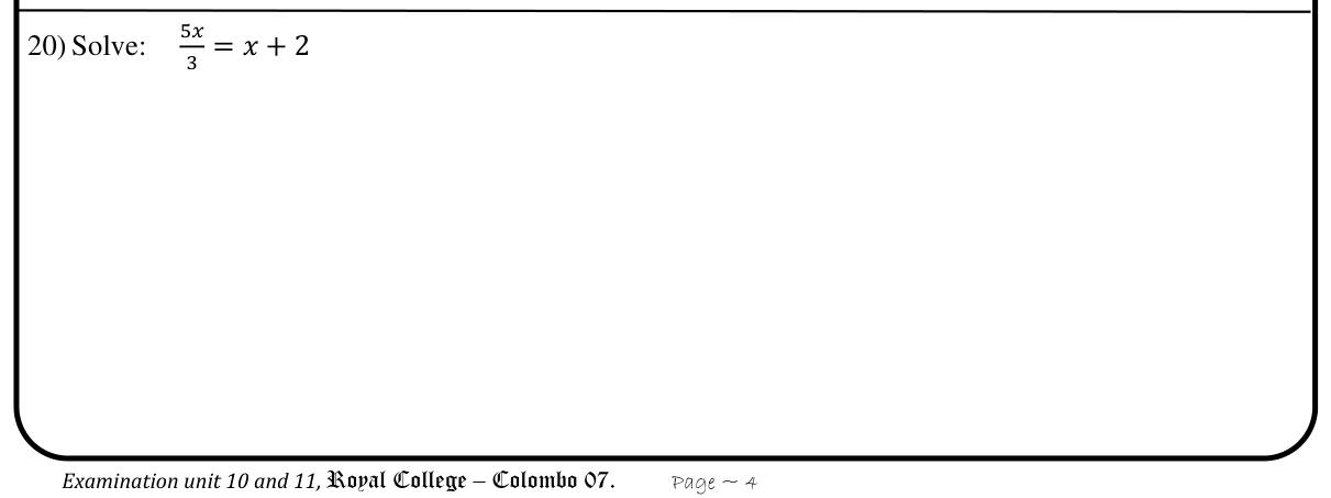 Paper I Part A Q20: Solve a linear equation with a fraction