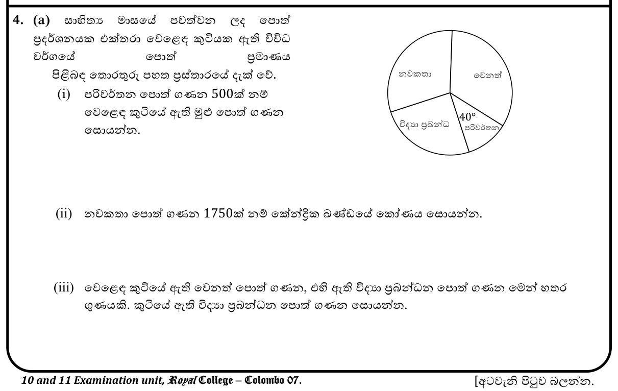 Paper I Part B Q4: Pie chart sector angles; histogram with unequal class width