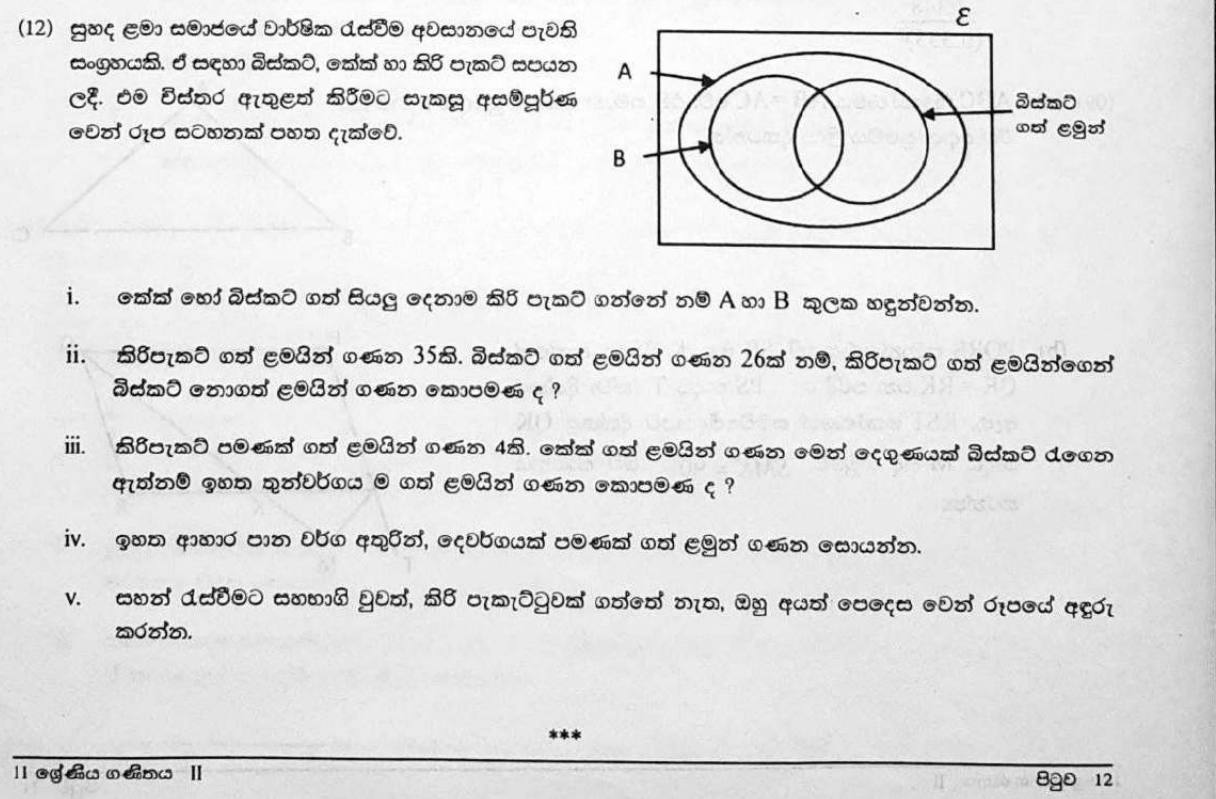 Paper II Part B Q12: Venn diagram of food items at a party