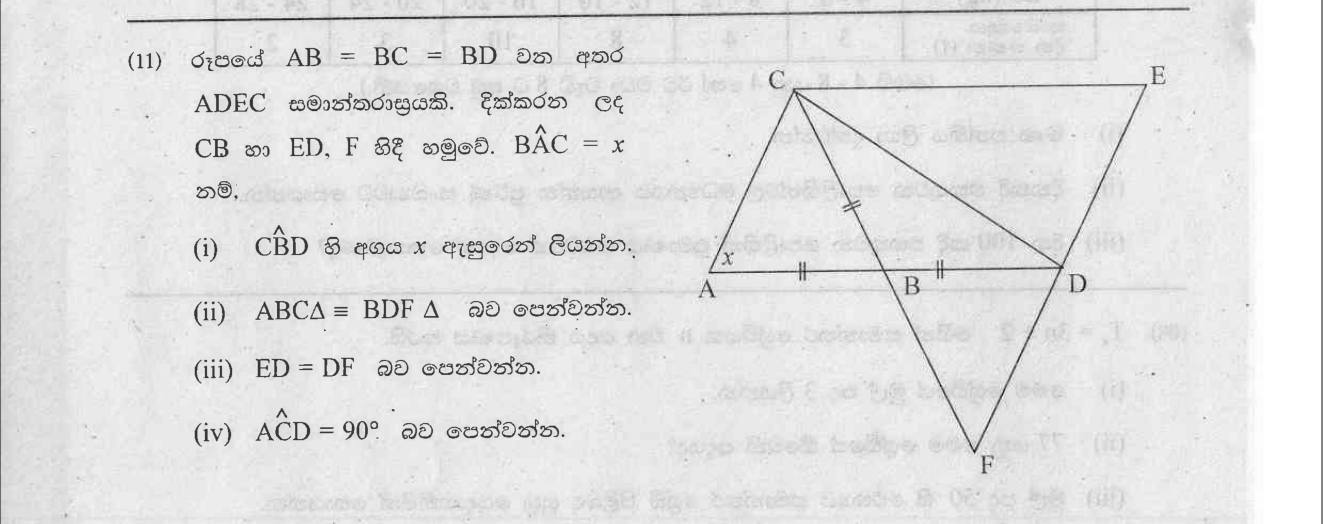 Paper II Part B Q11: Isosceles triangles and a parallelogram: congruence and right angle