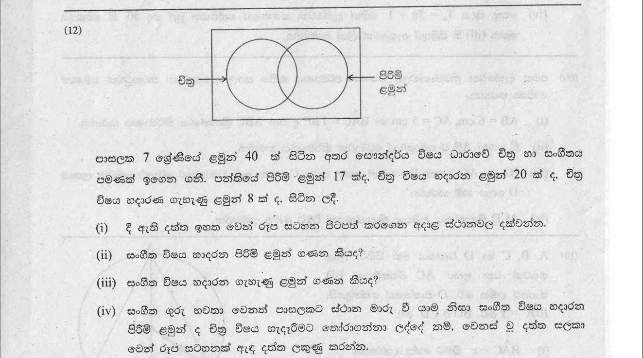 Paper II Part B Q12: Venn diagram of boys and art students