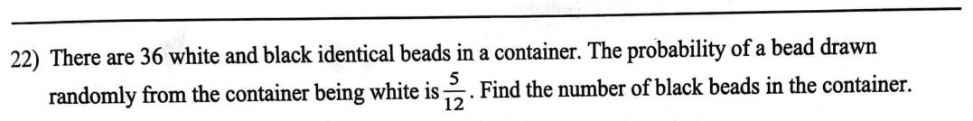 Paper I Part A Q22: Number of black beads from a probability