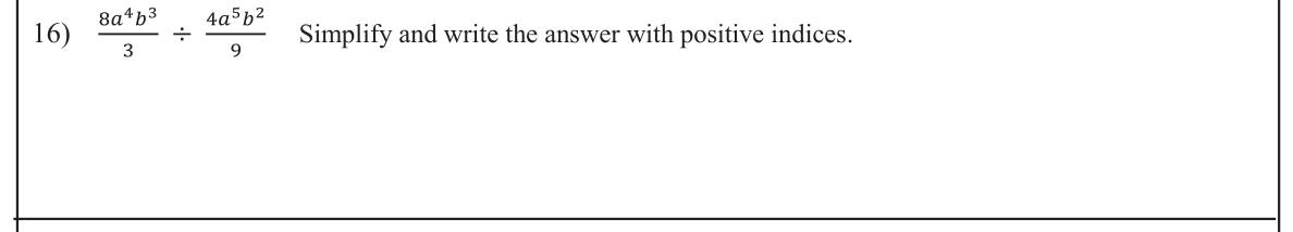 Paper I Part A Q16: Divide algebraic fractions with powers