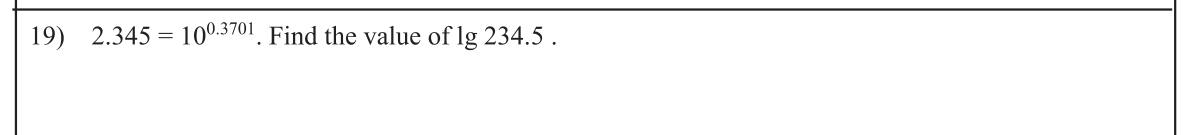 Paper I Part A Q19: Logarithm of a number from a given index form