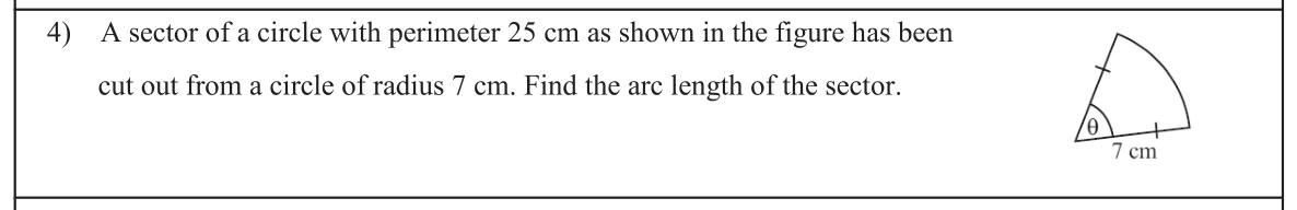 Paper I Part A Q4: Arc length of a sector from its perimeter