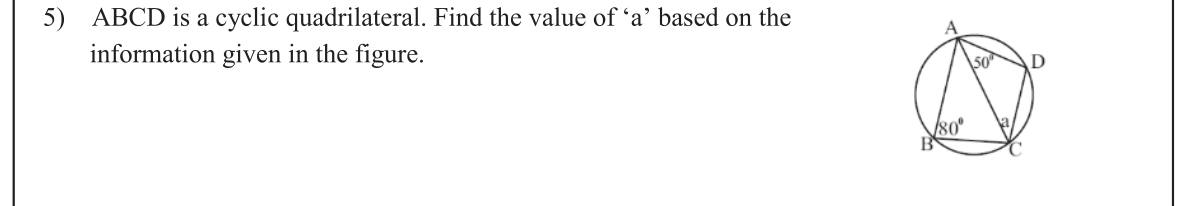 Paper I Part A Q5: Angle in a cyclic quadrilateral