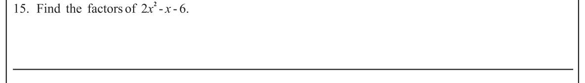Paper I Part A Q15: Factorise a quadratic trinomial
