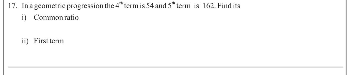 Paper I Part A Q17: Common ratio and first term of a GP